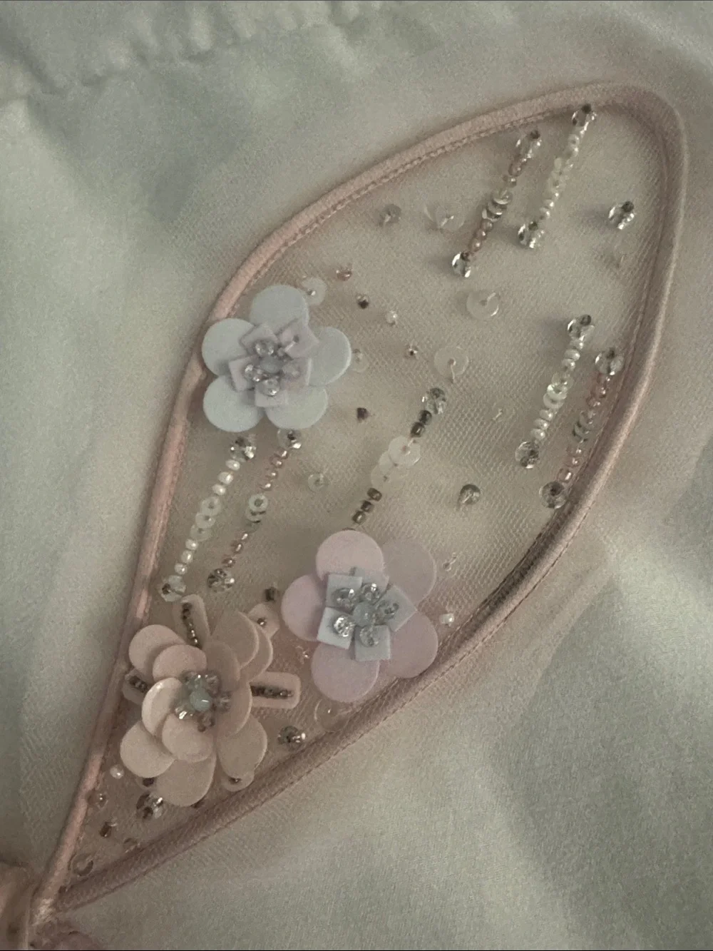 Tutu Du Monde Pale Pink Sequin Floral Bunny Ear Headband
